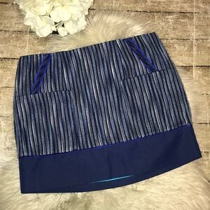 Tahari Blue Textured Stripe Mini Skirt
